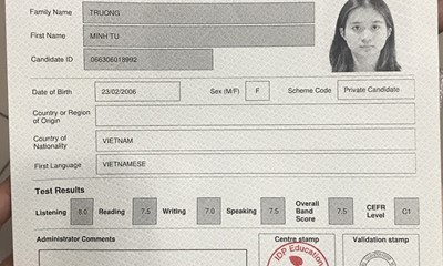 Trương Minh Tú - đạt 7.5 Ielts sau 1.5 tháng